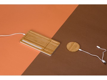Беспроводное зарядное устройство-органайзер из бамбука 