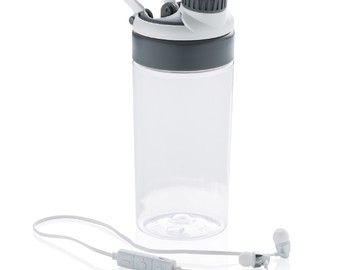 Бутылка для воды с беспроводными наушниками, белая