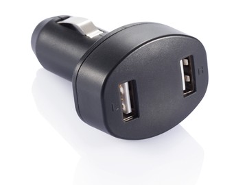 Зарядное устройство для автомобиля с 2 USB-портами, черный