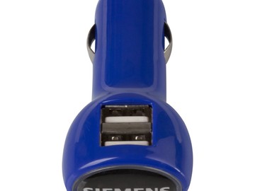 Автомобильное зарядное устройство с подсветкой Logocharger, синее