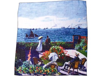 Набор: платок, складной зонт «Моне. Сад в Сент-Андрес», голубой
