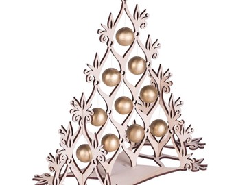 Сборная елка «Новогодний ажур», с золотистыми шариками