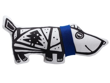 Игрушка «Собака в шарфе», большая, белая с синим