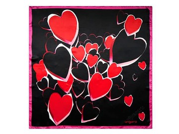 Набор Ungaro: брелок «Сердце», платок шелковый, черный/красный