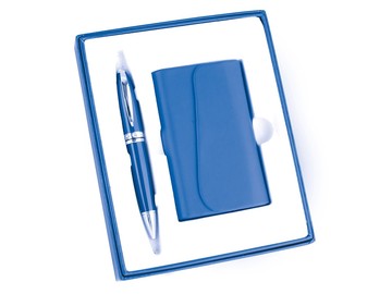 Набор «Эстет»: визитница, ручка шариковая, синий (Р)