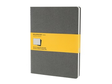 Записная книжка Moleskine Cahier (в клетку, 3 шт.), ХLarge (19х25см), серый