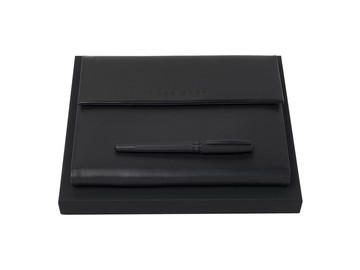 Подарочный набор: блокнот А5, ручка-роллер. Hugo Boss, черный