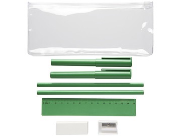 Набор «Mindy»: ручки шариковые, карандаши, линейка, точилка, ластик, зеленый