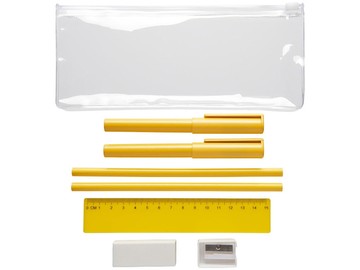 Набор «Mindy»: ручки шариковые, карандаши, линейка, точилка, ластик, желтый
