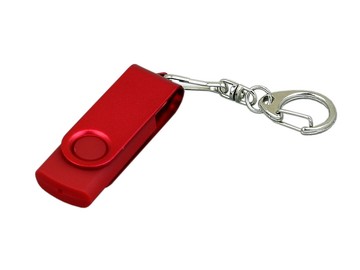 USB 2.0- флешка промо на 16 Гб с поворотным механизмом и однотонным металлическим клипом