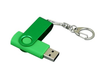 USB 2.0- флешка промо на 16 Гб с поворотным механизмом и однотонным металлическим клипом