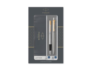 Набор Parker «Jotter Core Stainless Steel GT»: ручка шариковая, ручка перьевая