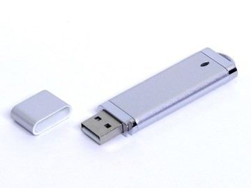 USB-флешка промо на 32 Гб прямоугольной классической формы, серебро