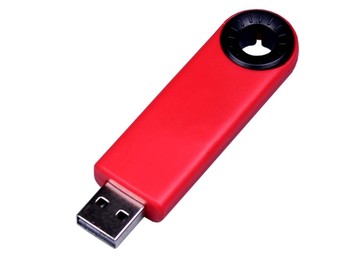 USB-флешка промо на 4 Гб прямоугольной формы, выдвижной механизм, черный