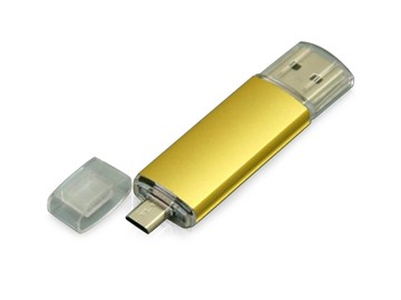 USB-флешка на 64 ГБ.c дополнительным разъемом Micro USB, золотой