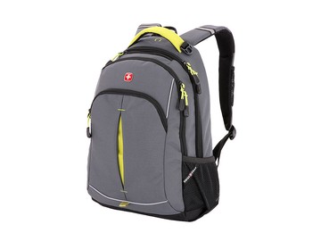 Рюкзак SWISSGEAR, фьюжн/2 мм рипстоп, 32x15x46 см, 22 л, серый/лайм