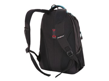 Рюкзак SWISSGEAR, фьюжн/2 мм рипстоп, 32x15x46 см, 22 л, черный/бирюзовый