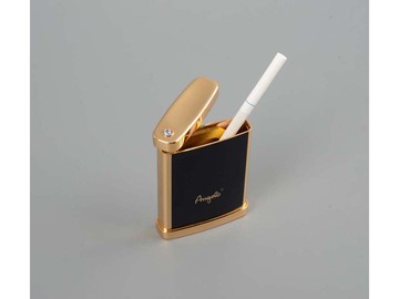 Набор: ручка-зажигалка, пепельница «Акра», черный/золотистый