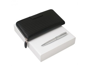 Подарочный набор Ramage: дорожный кошелек, ручка шариковая. Nina Ricci, серебристый